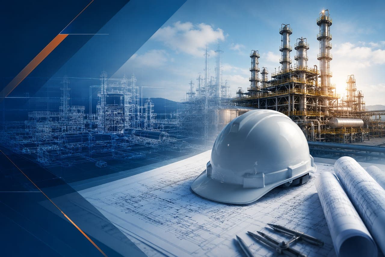 Peakware Offshore engineers reviewing project plans on site